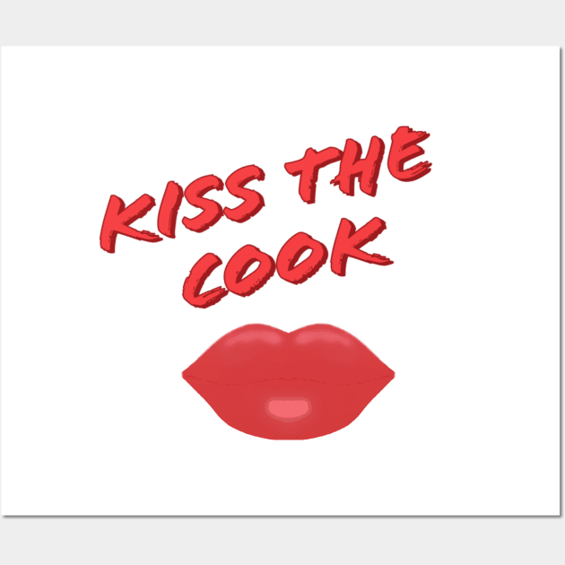 Kiss The Cook Red Lips (White Background) Wall Art by Art By LM Designs 
